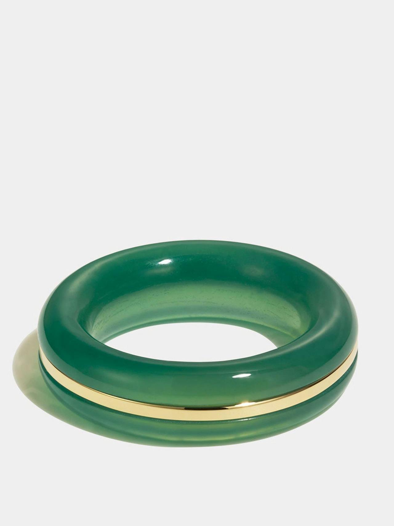 Green chalcedony Essential stacking ring