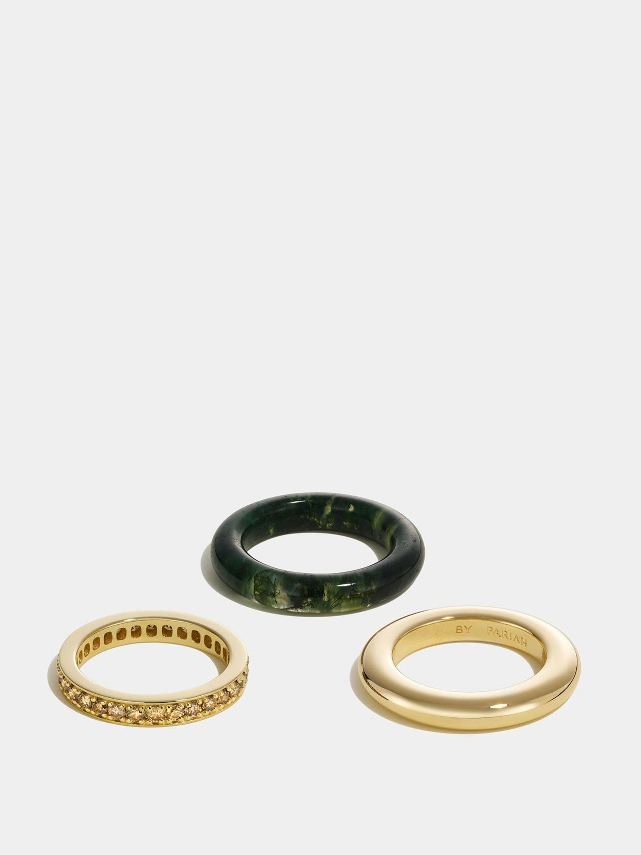 Moss agate Kalahari ring stack Rings By Pariah    - Collagerie