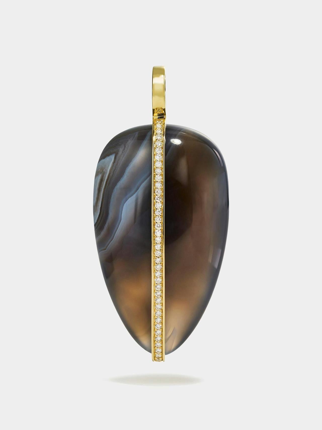 Xl diamond pebble pendant in Botswana agate