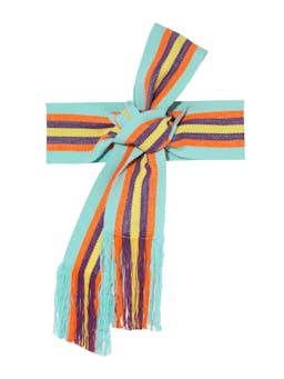 Hand woven wide mint, orange, yellow and purple belt Accesories Pippa Holt    - Collagerie