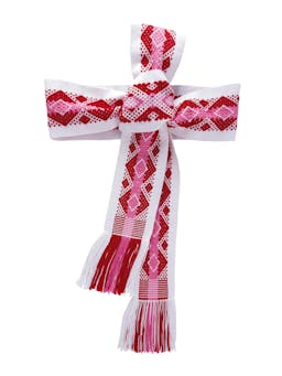 Hand woven wide pink and red and white belt Accesories Pippa Holt    - Collagerie