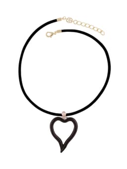 XL heart of glass black and black leather cord necklace necklace Sandralexandra    - Collagerie