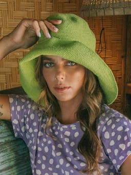 Bloom crochet sun hat in lime green Crochet hats BrunnaCo    - Collagerie