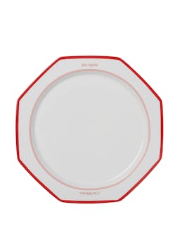 Red bon appétit octagonal plate set  In the Roundhouse    - Collagerie