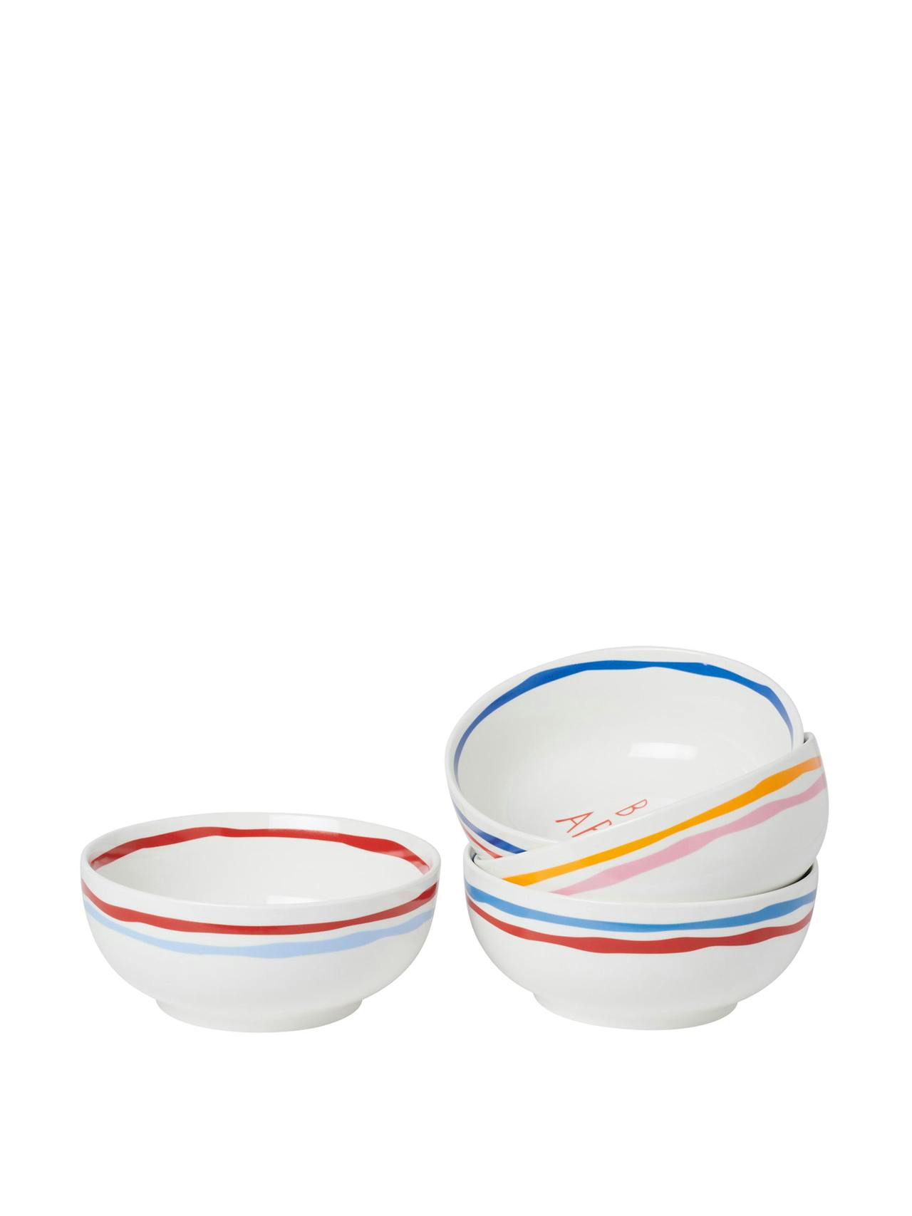 Red italian bowls, set of 4