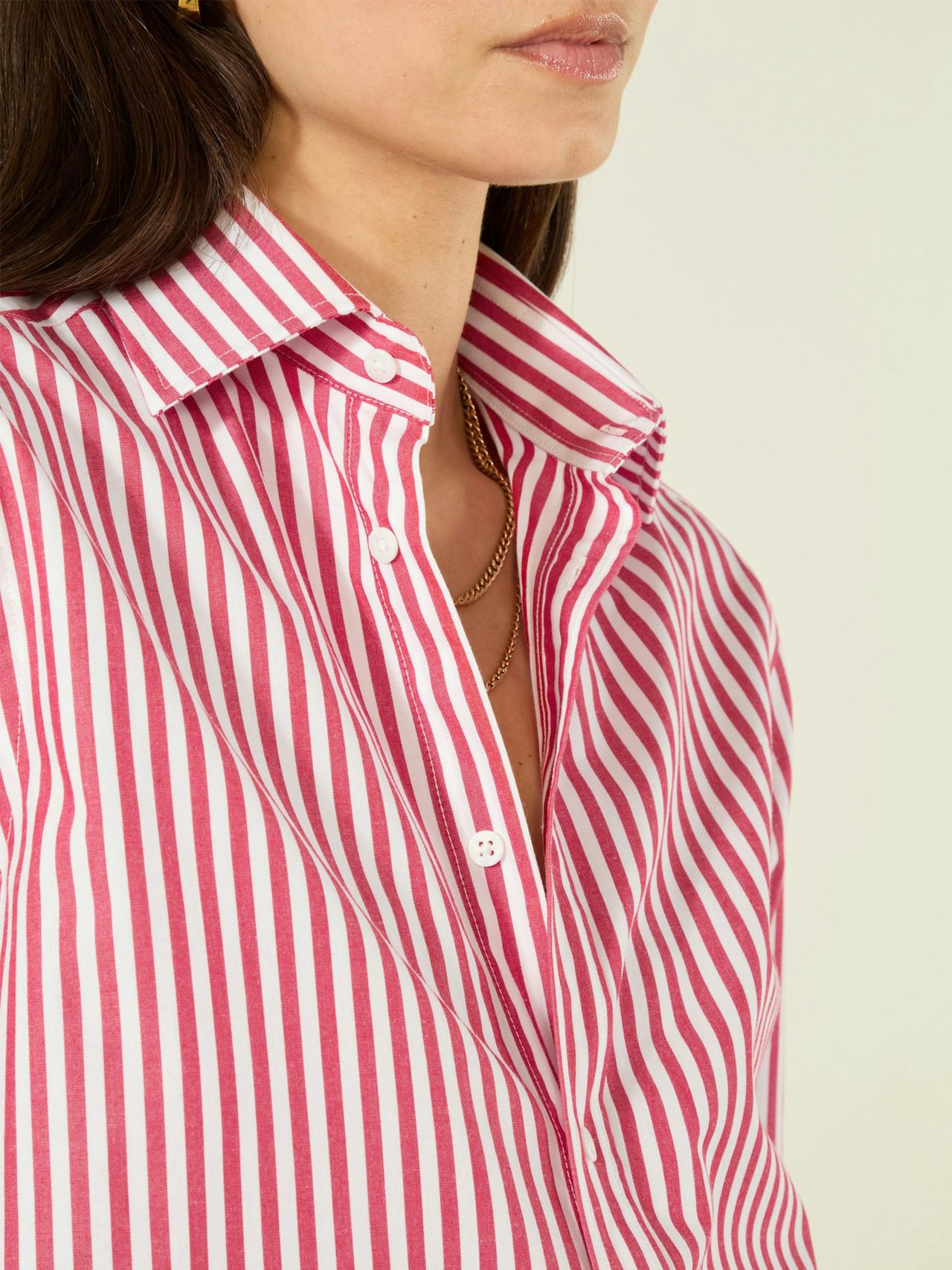 The Boyfriend: Fine poplin, red stripe Shirts With Nothing Underneath    - Collagerie