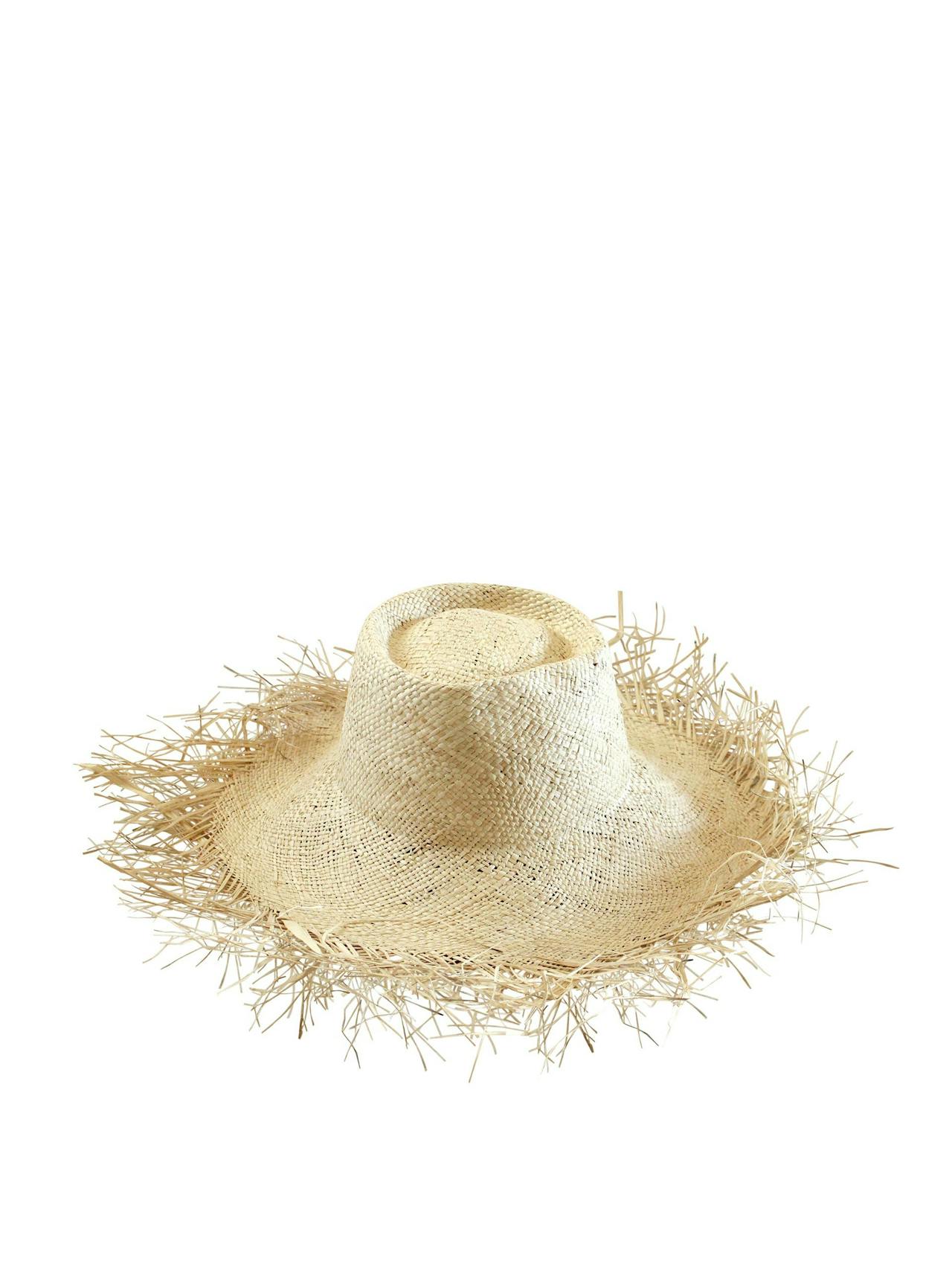 Catalina frayed straw hat in nude