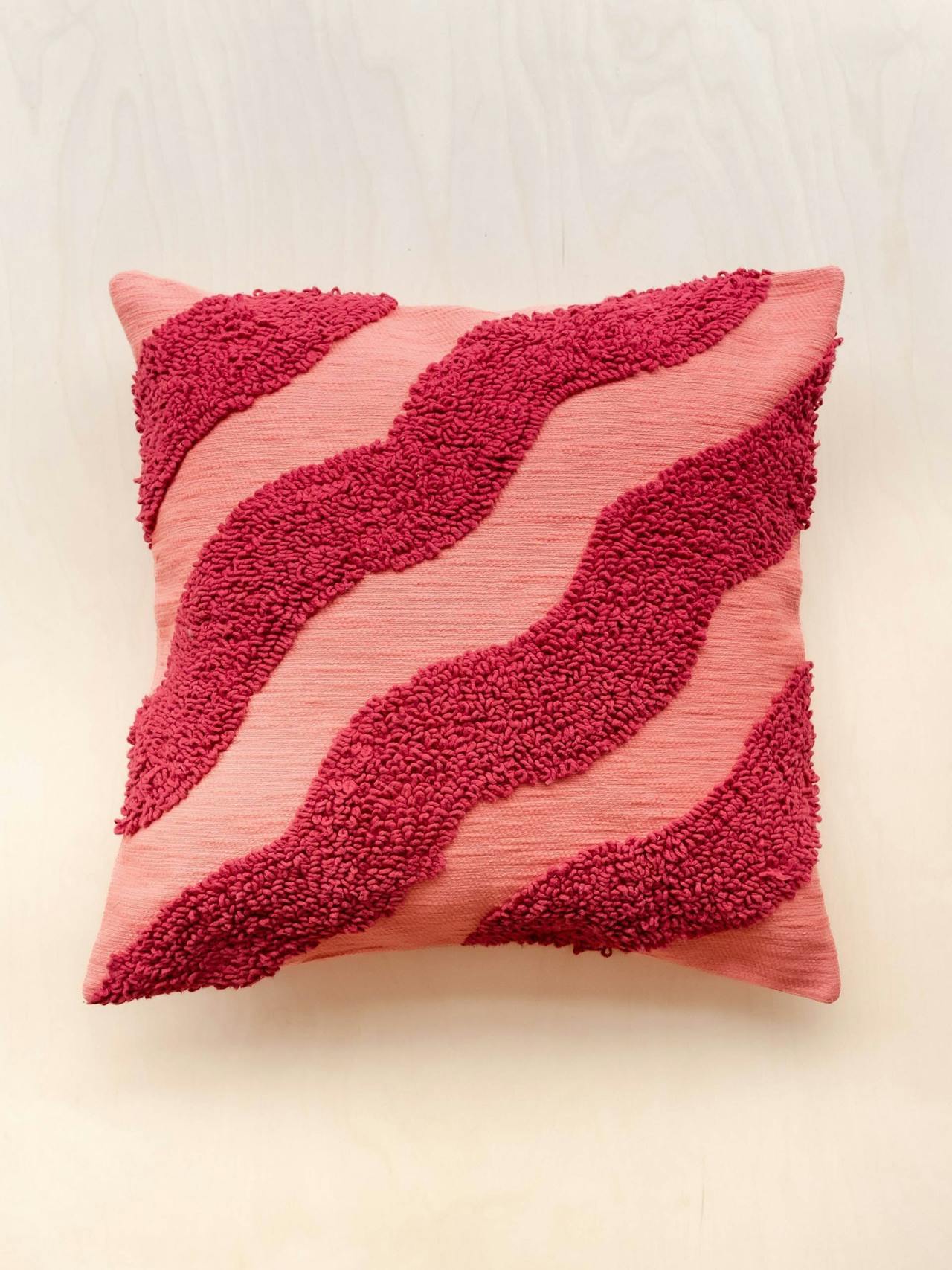 Textured magenta wave cotton cushion cover Cushion Cover TBCo    - Collagerie