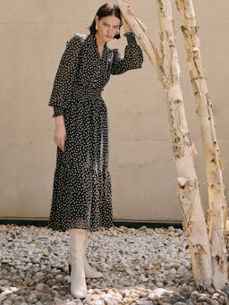 Black cream polka dot Saskia maxi shirt dress Dress Cefinn    - Collagerie