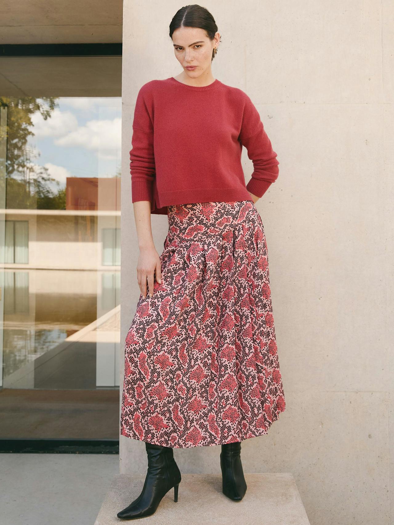 Pink snakeskin print Sienna maxi skirt Skirt Cefinn    - Collagerie