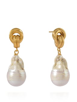 Baroque Pearl chunky knot earrings Earrings Shyla Jewellery    - Collagerie