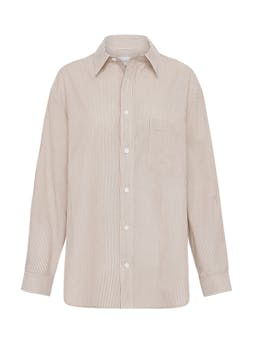 Taupe pinstripe classic stripe shirt Womens Apparel - Shirts Matteau    - Collagerie