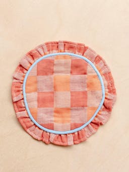 Cotton coasters in apricot checkerboard, set of 2 Coaster TBCo    - Collagerie