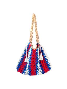 Colette macrame beach bag in red, white and blue Tote Bag BrunnaCo    - Collagerie