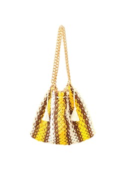 Colette macrame beach bag in yellow x brown Tote Bag BrunnaCo    - Collagerie