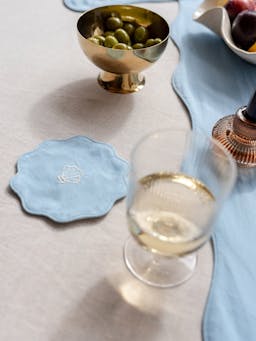 Cotton and linen coasters in blue, set of 2 Coaster TBCo    - Collagerie