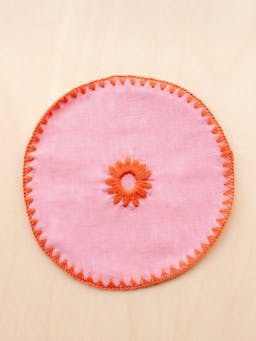 Cotton and linen coasters in pink, set of 2 Coaster TBCo    - Collagerie