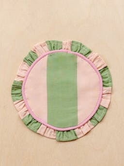 Cotton coasters in green stripe, set of 2 Coaster TBCo    - Collagerie