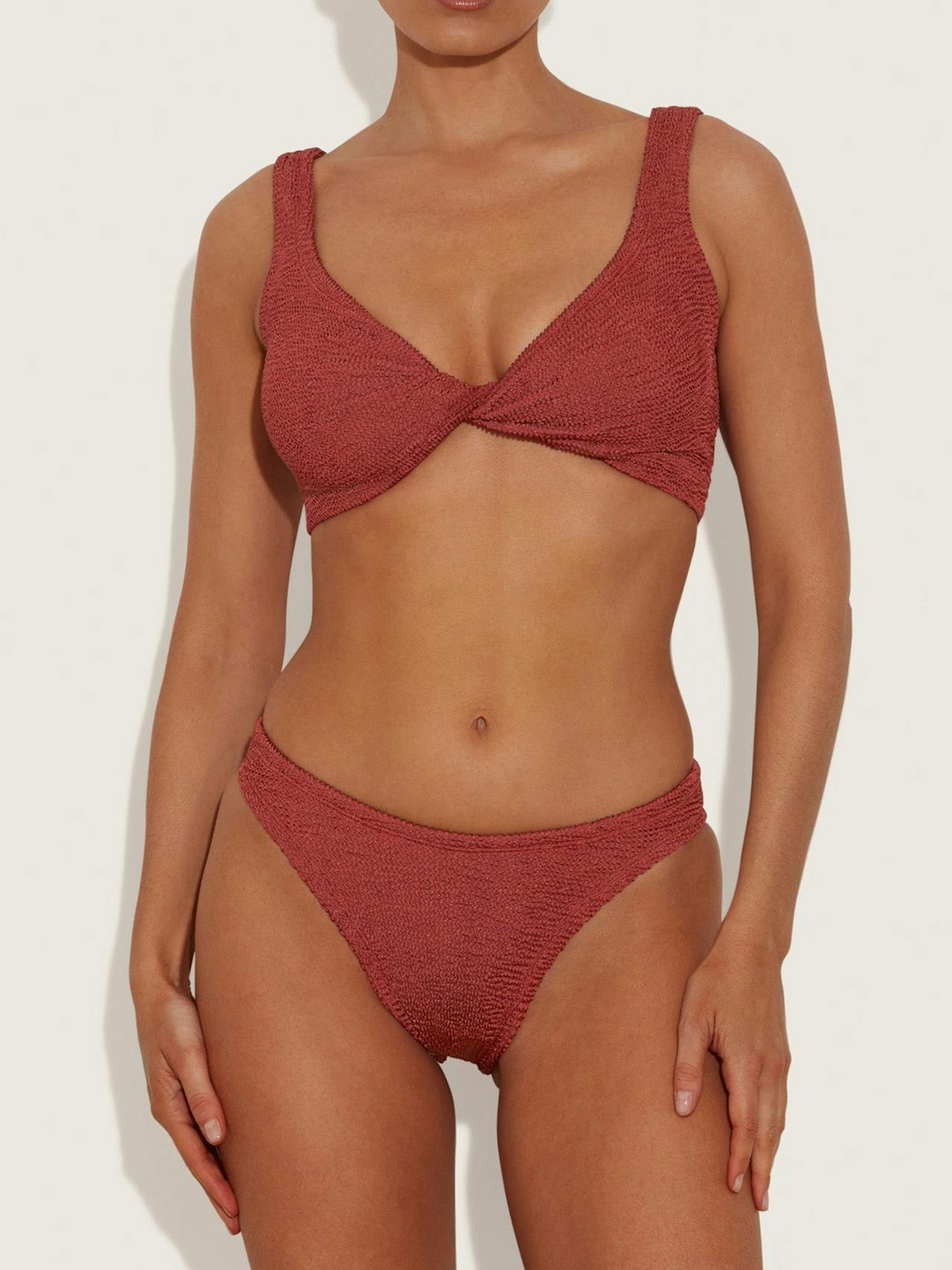 Metallic rosewood coverage Juno bikini Bikinis Hunza G    - Collagerie