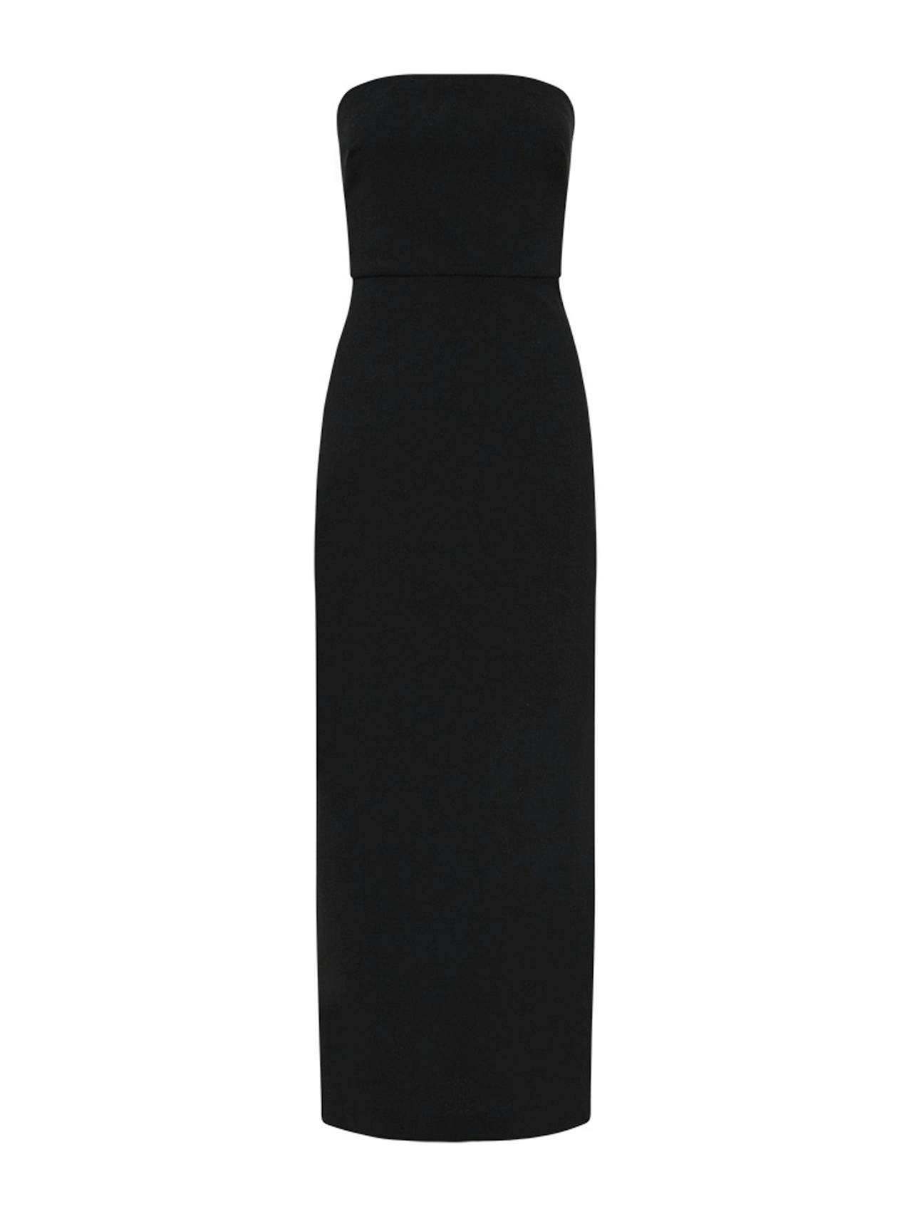 Black crepe strapless dress