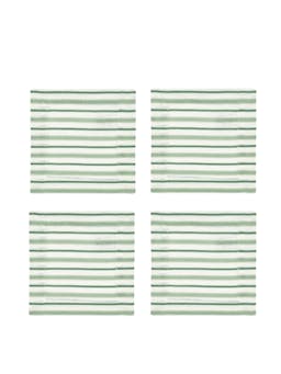 Victoria striped linen coasters in chalk & moss green, set of 4 Coasters & Cocktail Napkins Rebecca Udall    - Collagerie