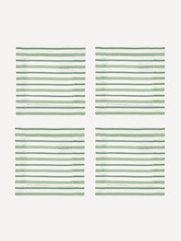 Victoria striped linen coasters in chalk & moss green, set of 4 Coasters & Cocktail Napkins Rebecca Udall    - Collagerie