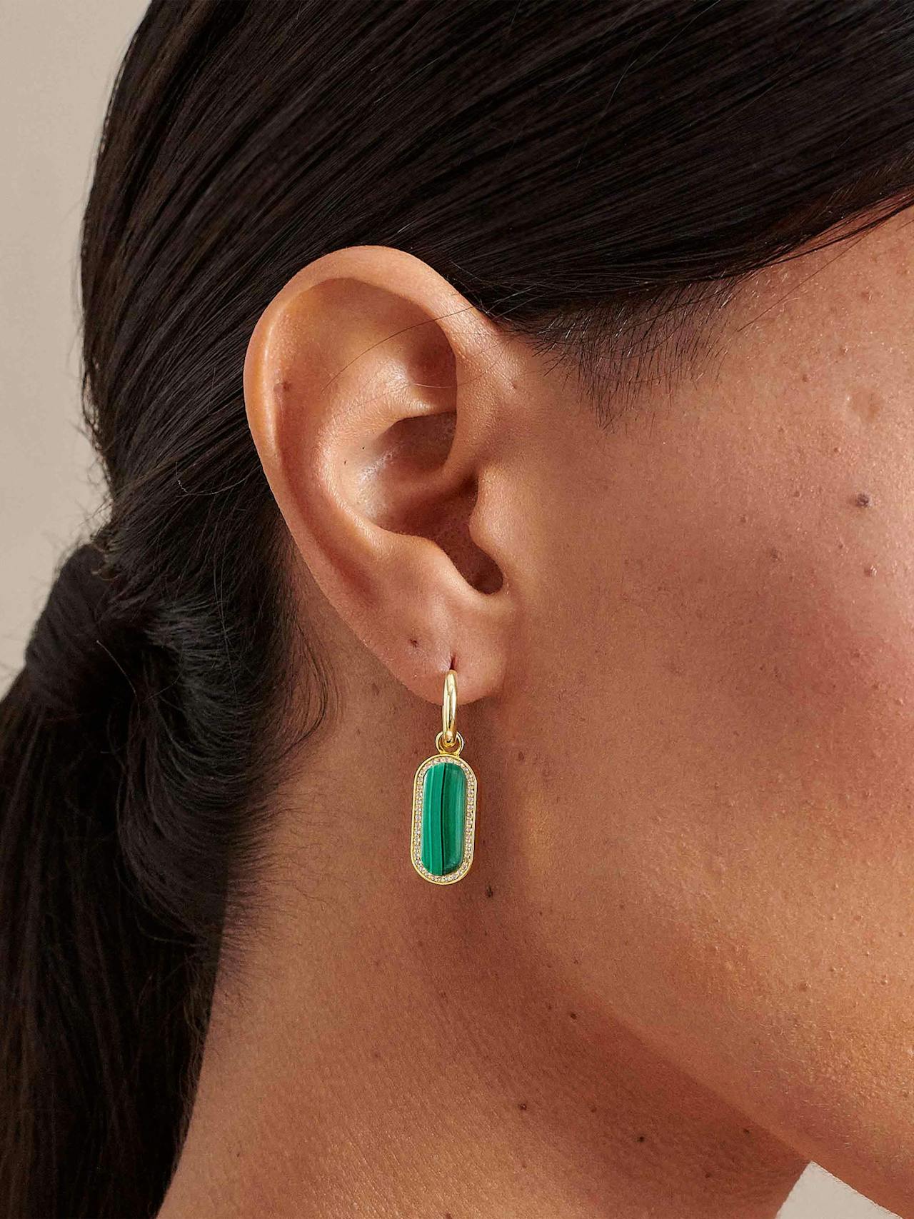 Charlotte Collins malachite drop earrings Earrings Edge of Ember    - Collagerie