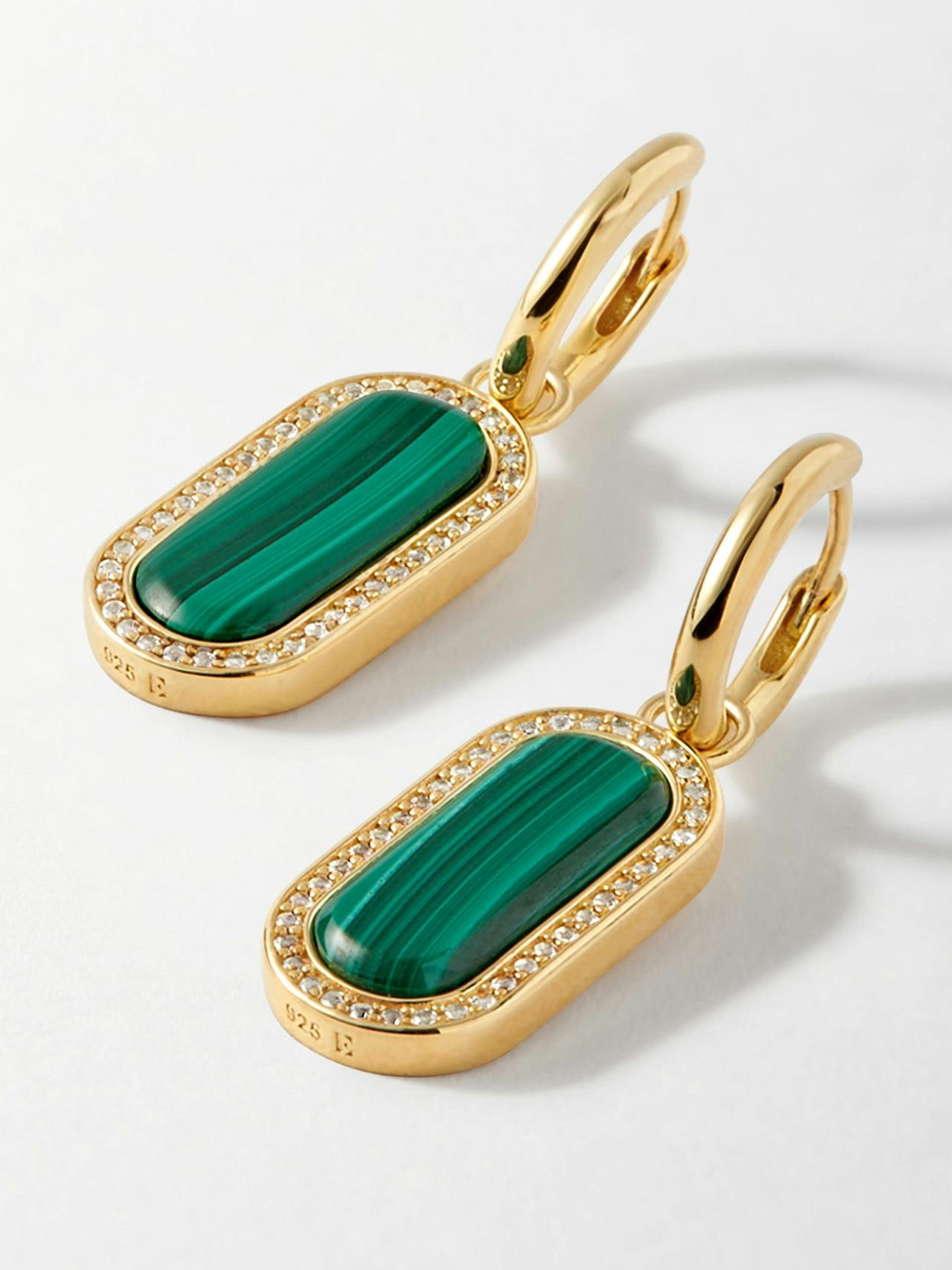 Charlotte Collins malachite drop earrings