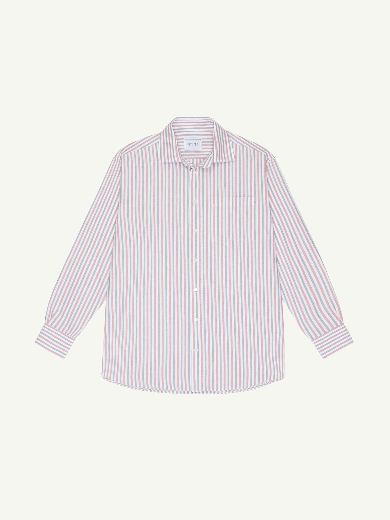 Chessie oxford, red and navy stripe shirt