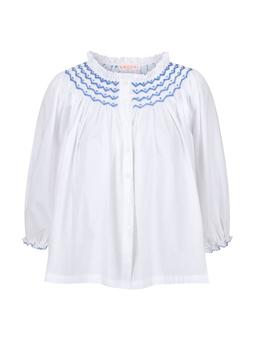 Cleopatra blouse white with sapphire hand smocking  edition 8  Smock London    - Collagerie