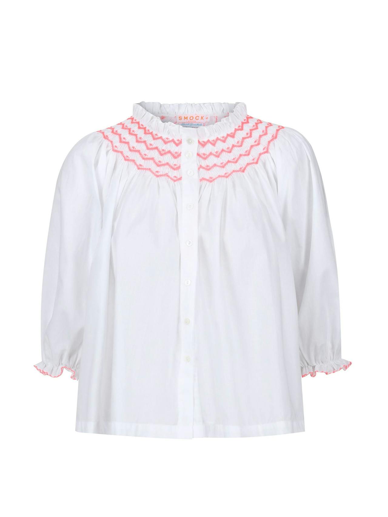 Cleopatra blouse white with sour watermelon hand smocking edition 9
