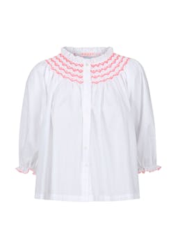 Cleopatra blouse white with sour watermelon hand smocking edition 9  Smock London    - Collagerie