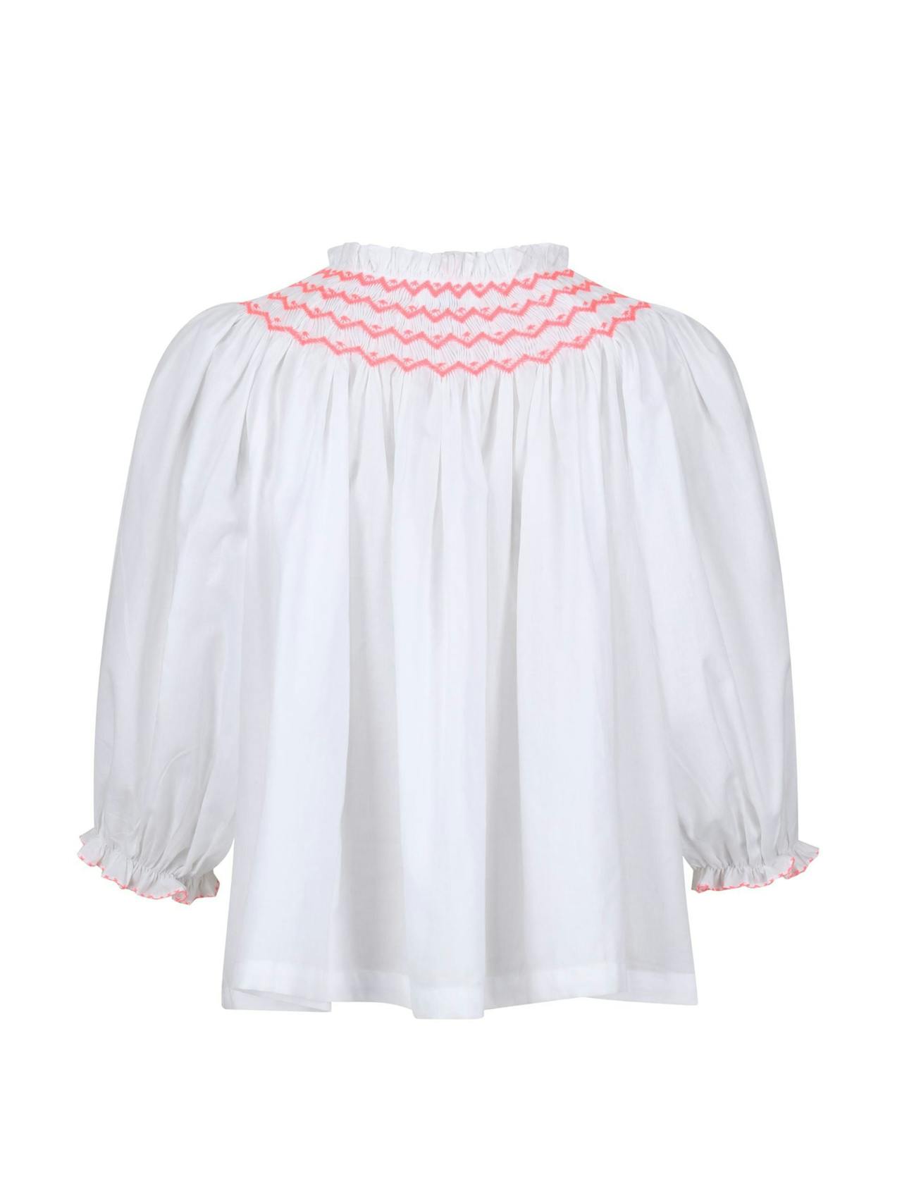 Cleopatra blouse white with sour watermelon hand smocking edition 9  Smock London    - Collagerie