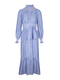 Colette dress chambray stripes with hot lips hand smocking  Smock London    - Collagerie