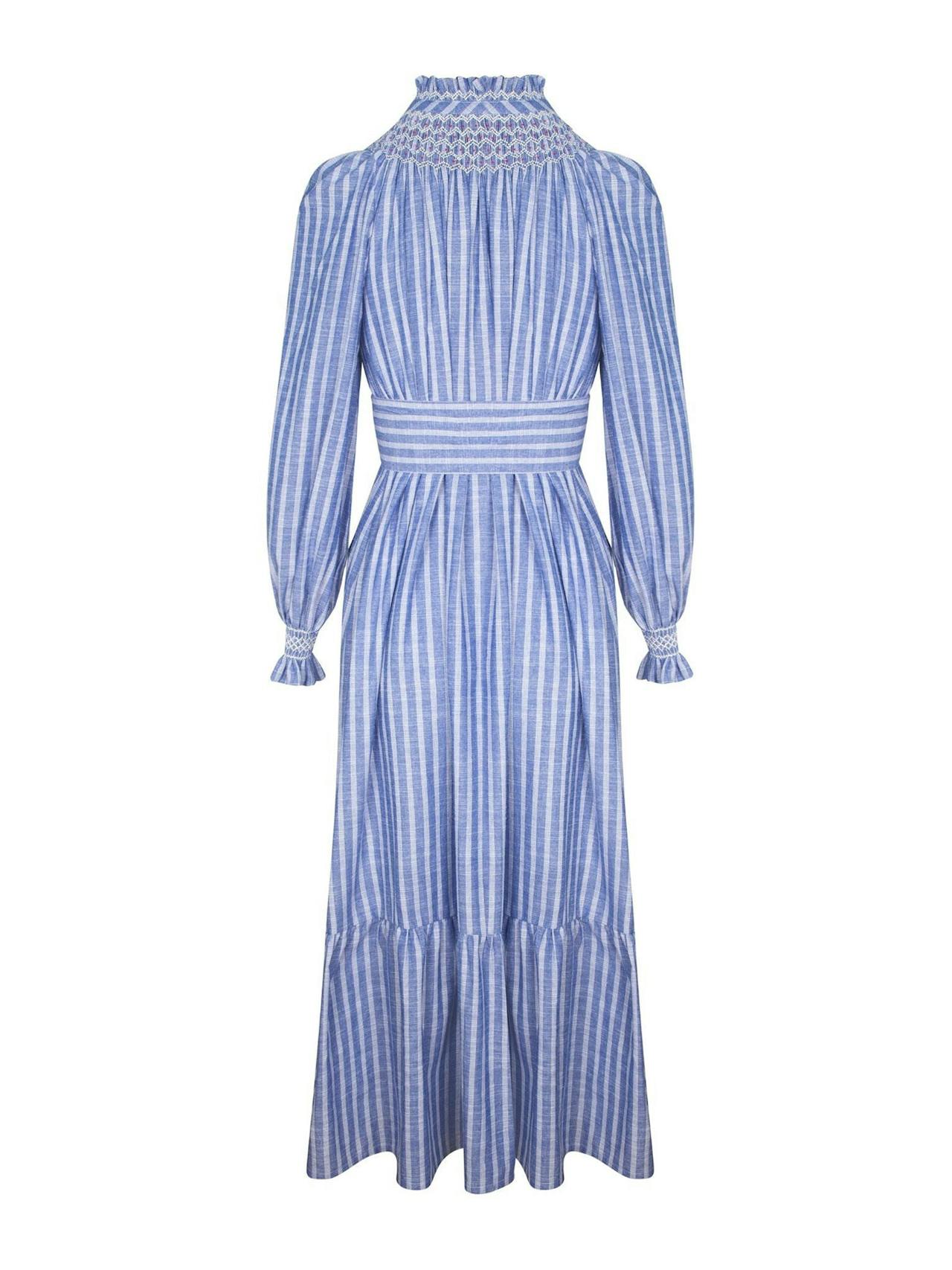 Colette dress chambray stripes with hot lips hand smocking  Smock London    - Collagerie