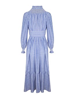 Colette dress chambray stripes with hot lips hand smocking  Smock London    - Collagerie