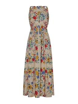 Colomba backless maxi dress in Flora Scarf Turtledove Dresses Cara Cara    - Collagerie