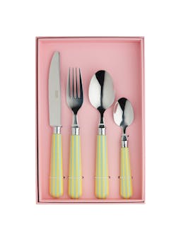 Lemon and blue stripe cutlery set  In The Roundhouse    - Collagerie