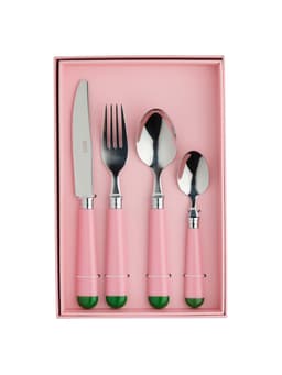 Pink and green cutlery (16-piece set)  In The Roundhouse    - Collagerie