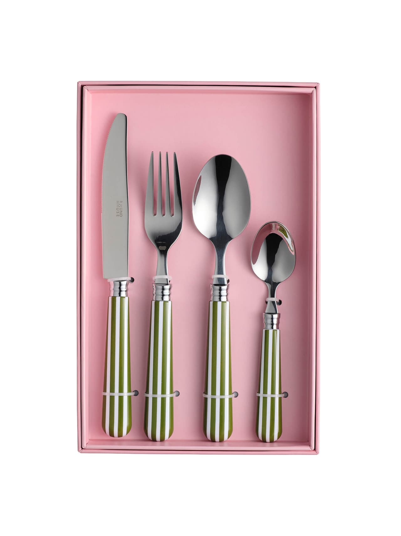 Green and white stripe cutlery (16-piece set)  In the Roundhouse    - Collagerie