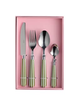 Green and white stripe cutlery (16-piece set)  In the Roundhouse    - Collagerie