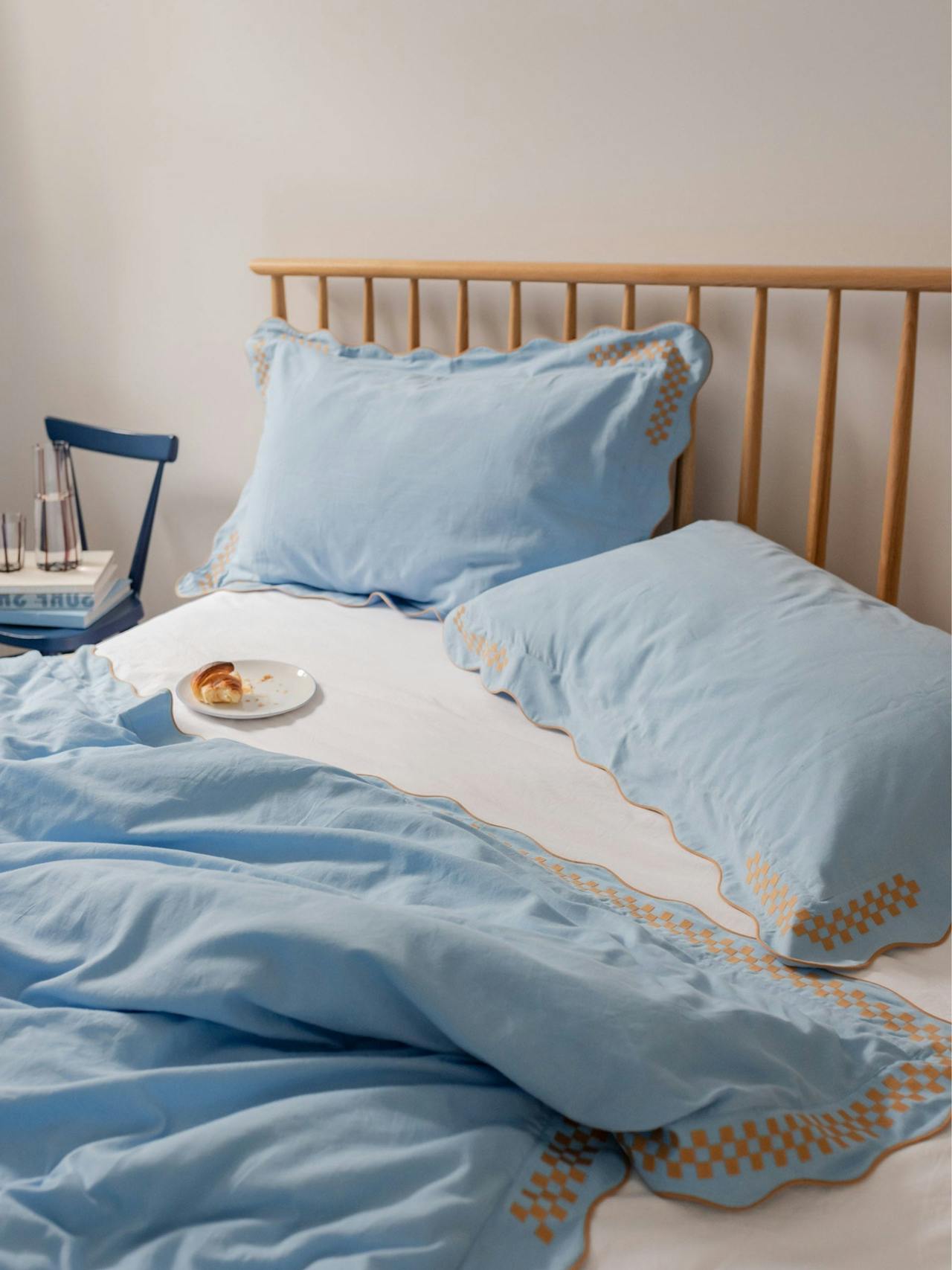 Cotton and linen duvet cover in blue Bedding TBCo    - Collagerie