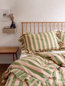 Cotton duvet cover in green stripe Bedding TBCo    - Collagerie