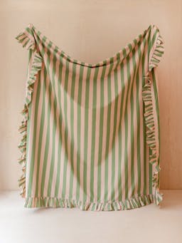 Cotton duvet cover in green stripe Bedding TBCo    - Collagerie