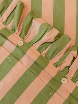 Cotton duvet cover in green stripe Bedding TBCo    - Collagerie