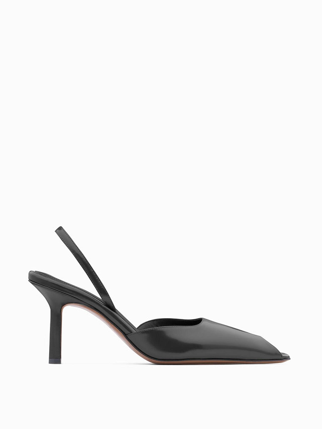 Black Dracu peep toe pumps