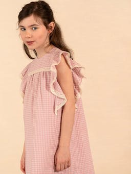 Dusty pink check Gordes dress Baby & Child Clothing Amaia    - Collagerie