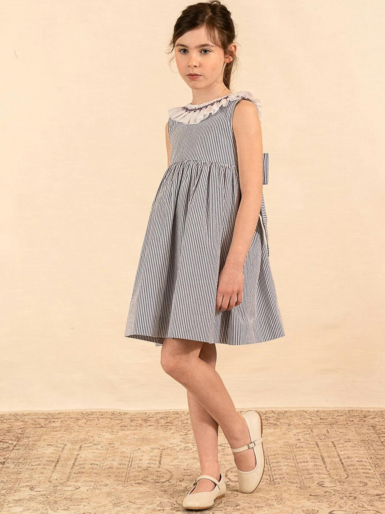 Poppy dress navy stripe Child Amaia    - Collagerie