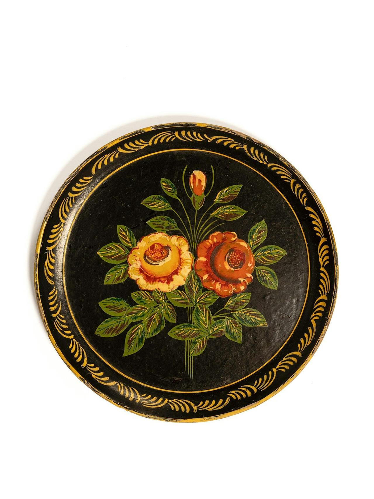 Hand-painted floral antique tray