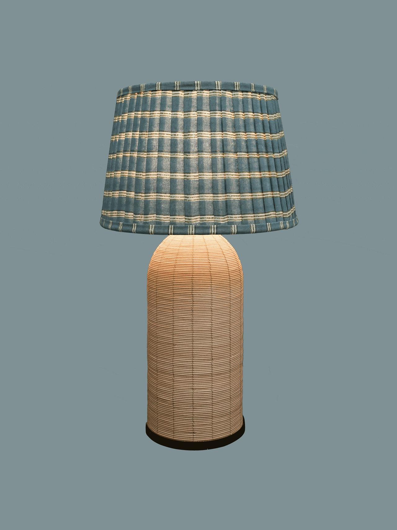 Blue and sage green Edo stripe pleated lampshade Lighting Birdie Fortescue    - Collagerie